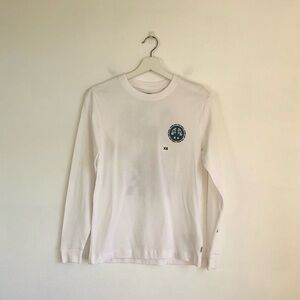 NWT Vans Peace Prosperity Long Sleeve T-Shirt Tee Top | White, Blue Size XS